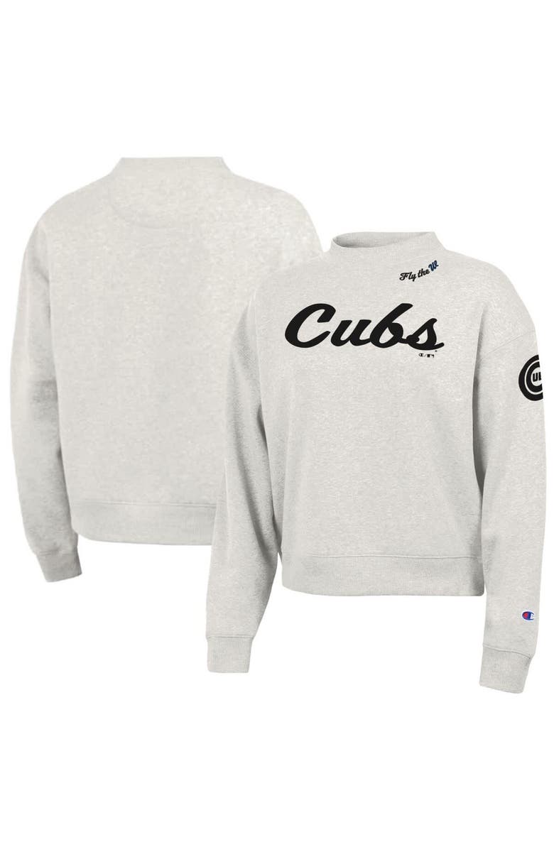 Champion Women's Champion Stone Chicago Cubs Triumph Tri-Blend Sweatshirt, Main, color, Stone
