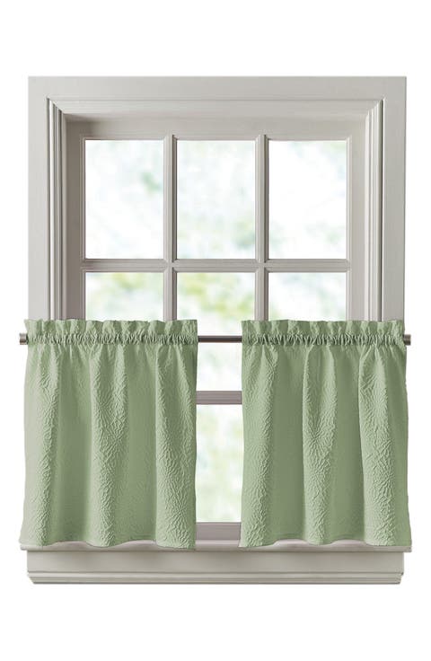 Chrysanthemum Set of 2 Floral Tier Curtains