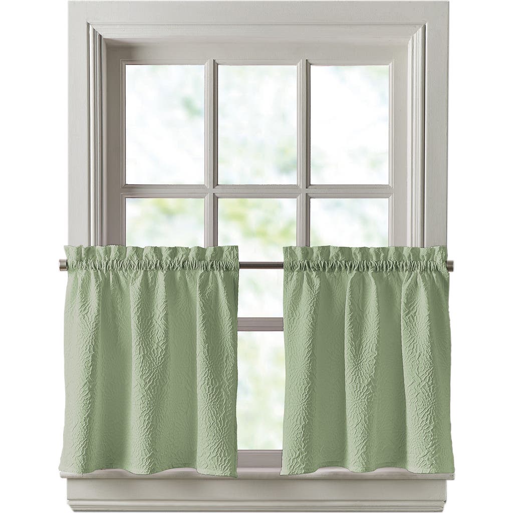 Dkny Chrysanthemum Set Of 2 Floral Tier Curtains In Sage