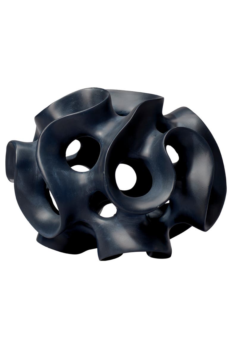 Ribbon Resin Decorative Sphere, Black, Main, color, Black