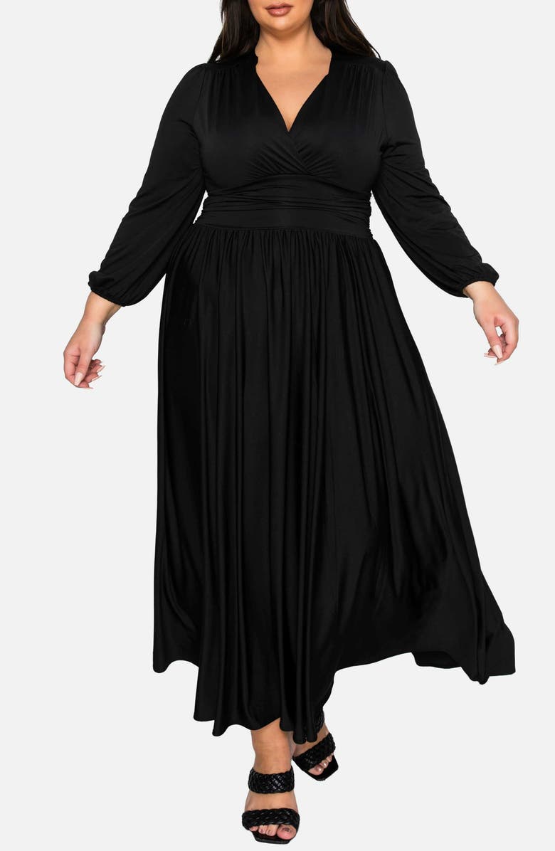 L I V D Solene Empire Waist Long Sleeve Maxi Dress, Main, color, Black