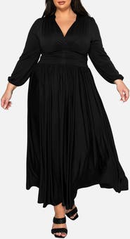 L I V D Solene Empire Waist Long Sleeve Maxi Dress