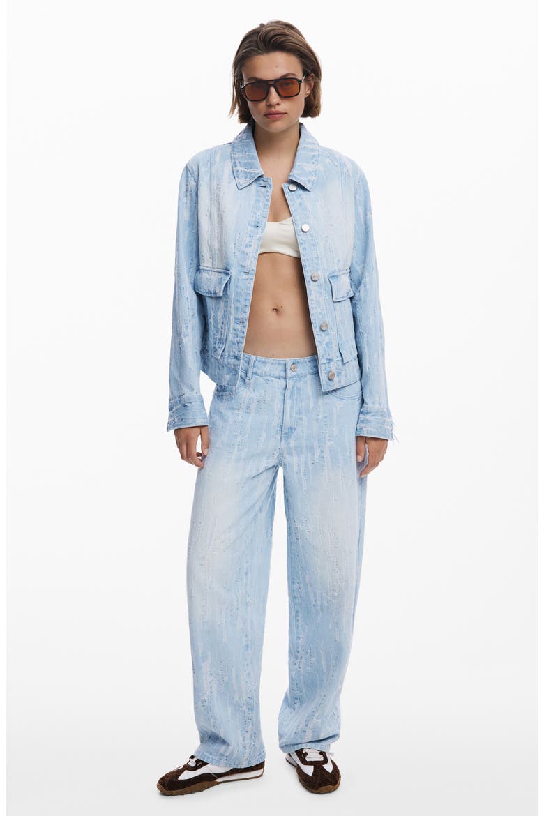Distressed Stripe Wide Leg Jeans, Alternate, color, LIGHT BLUE