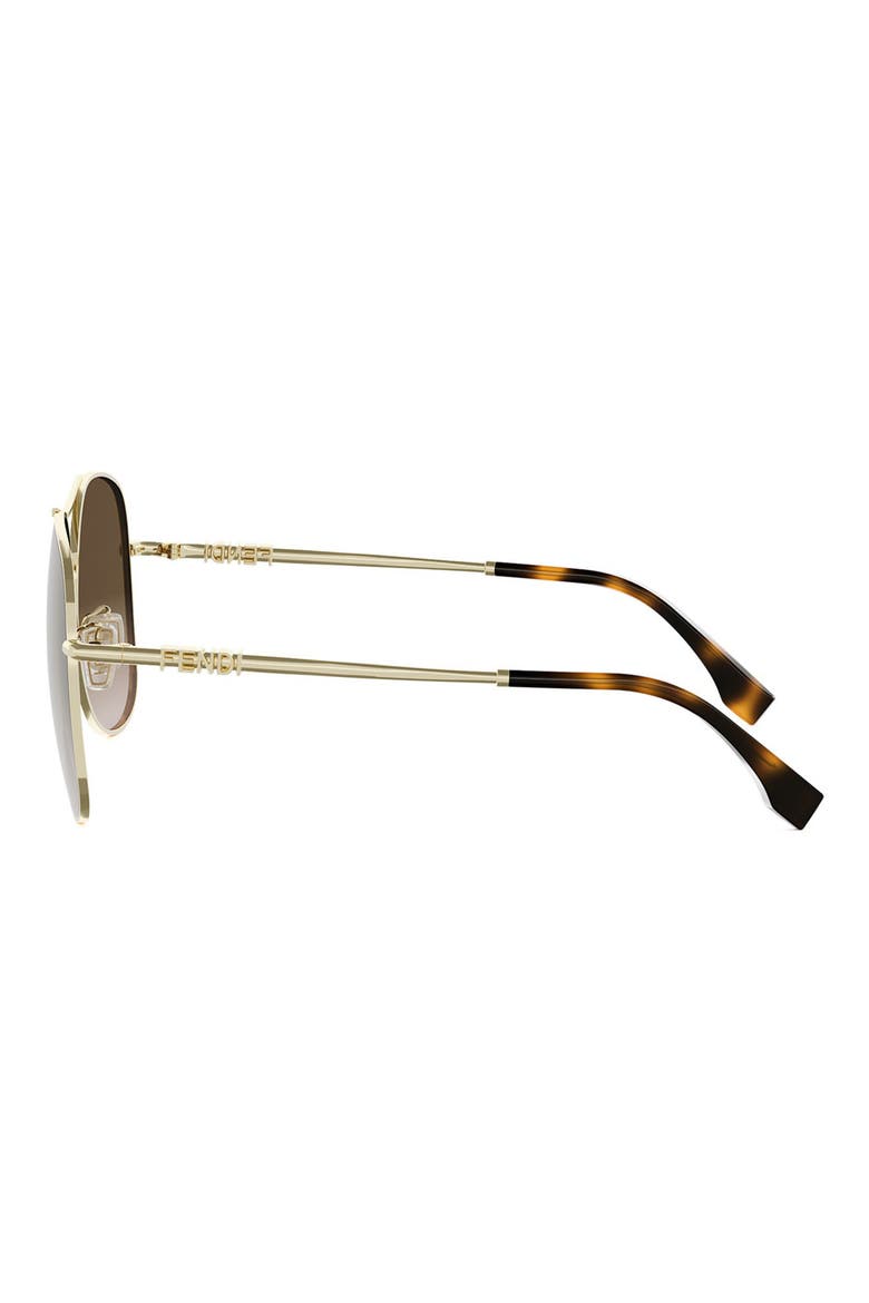 Fendigraphy 61mm Gradient Pilot Sunglasses, Alternate, color, SHINY ENDURA GOLD / BROWN