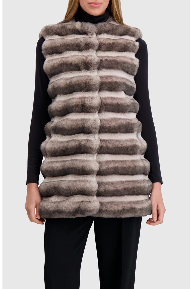 Fur-Free Chinchilla (Faux Fur) Horizontal Vest, Alternate, color, GRAY CHINCH