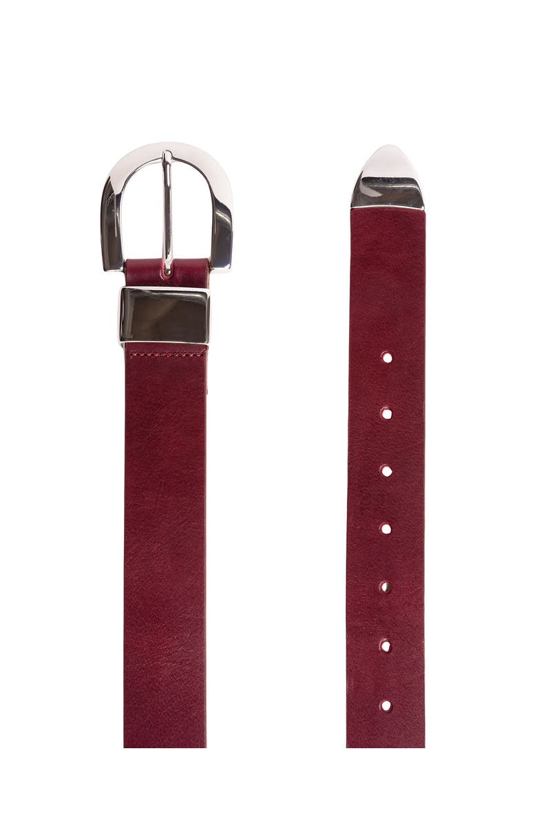BLACK SUEDE STUDIO Mena Belt, Alternate, color, Bordeaux Leather / Silver