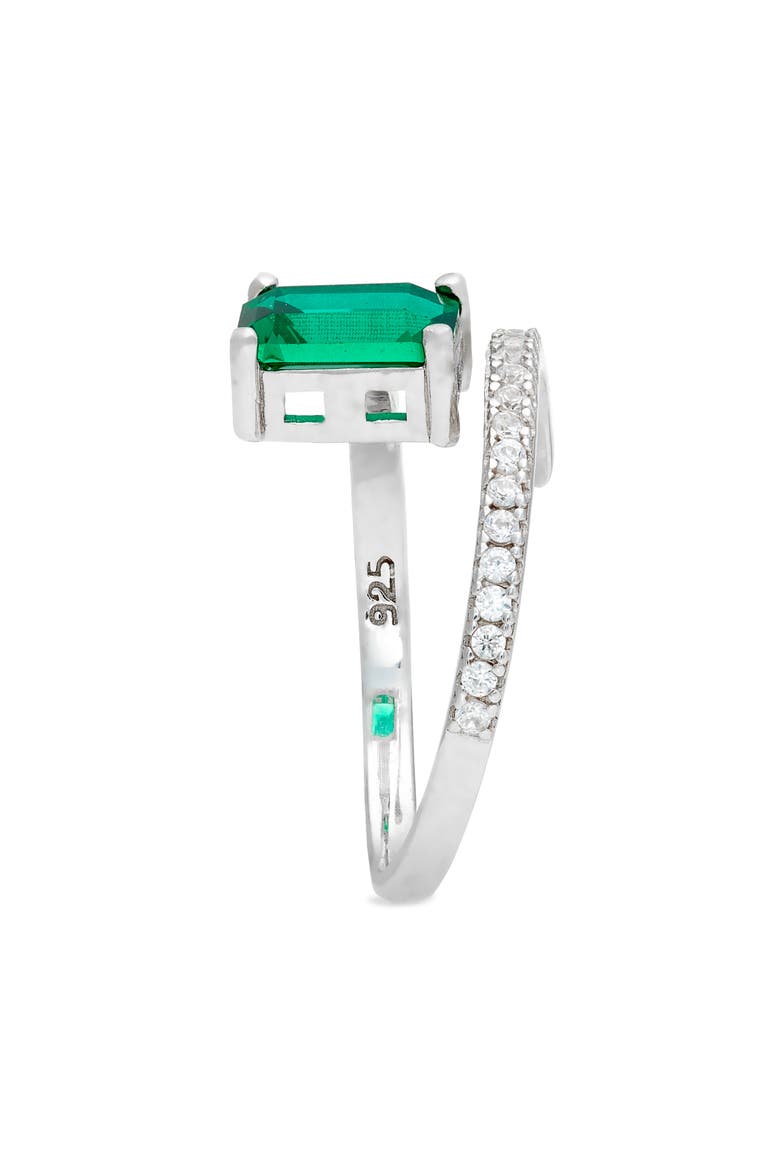 Cubic Zirconia Bypass Statement Ring, Alternate, color, SILVER/ GREEN