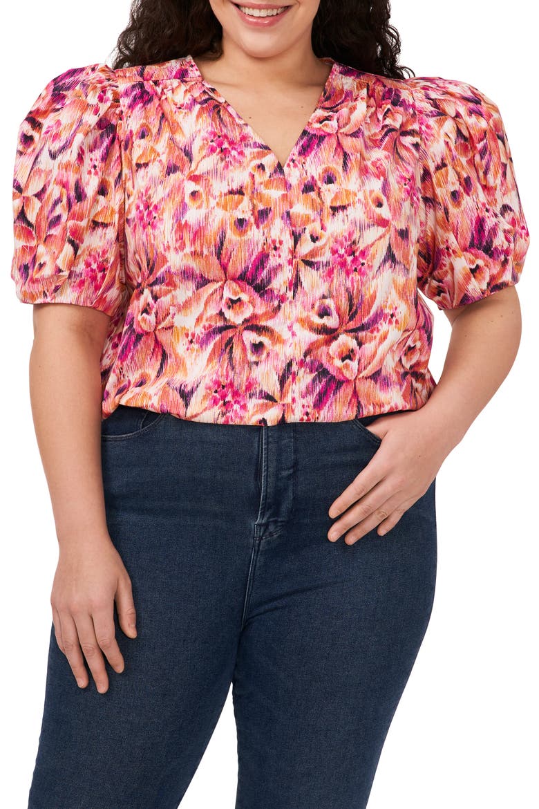 Puff Sleeve Cotton Top, Main, color, NEW IVORY FLORAL