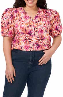 CeCe Puff Sleeve Cotton Top