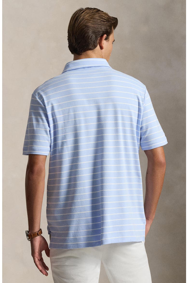 Striped Cotton Polo, Alternate, color, PEBBLE BLUE/ WHITE