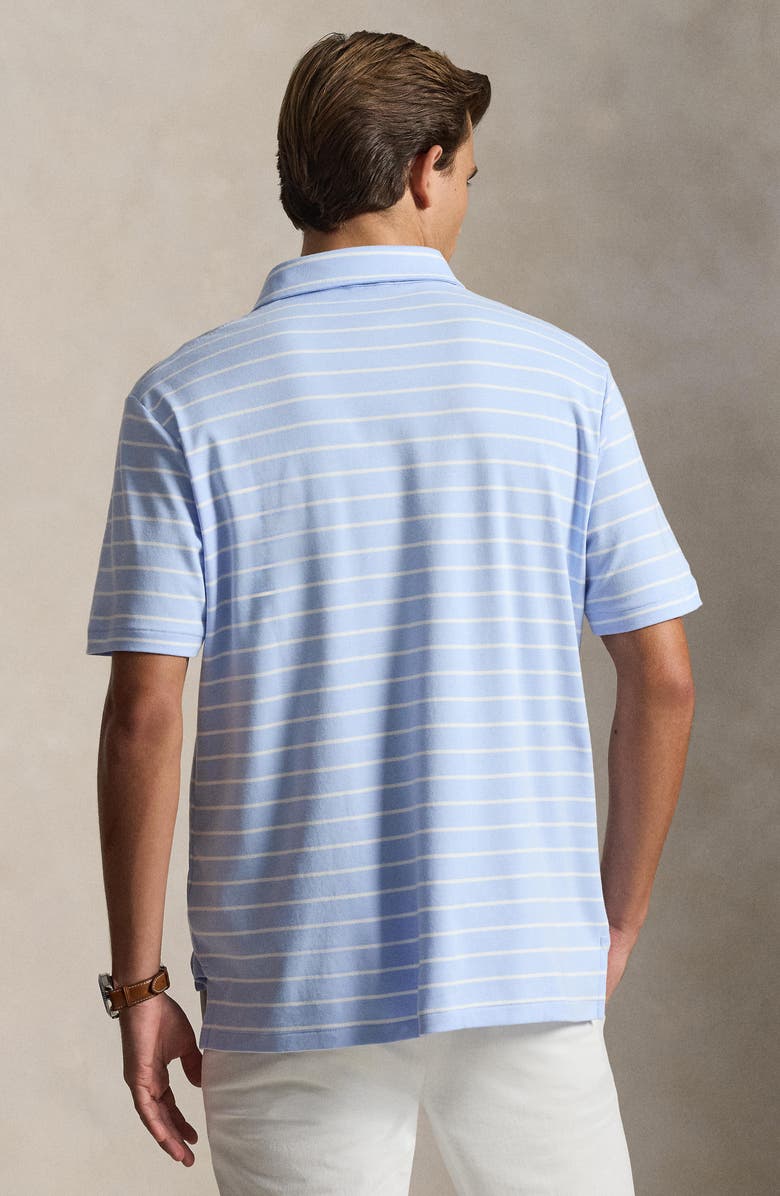 Polo Ralph Lauren Striped Cotton Polo, Alternate, color, Pebble Blue/ White