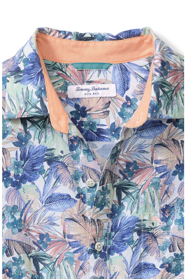 Nova Wave Floral Seersucker Button-Up Shirt, Alternate, color, AQUARIUS