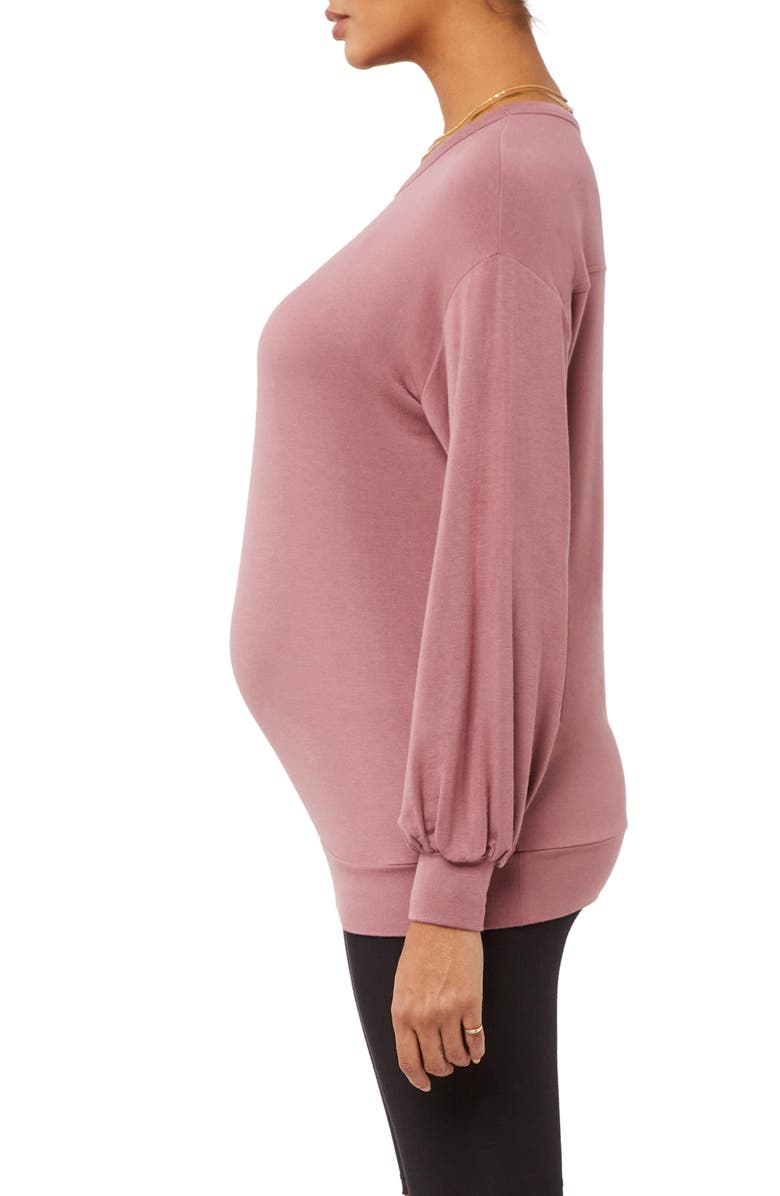 A PEA IN THE POD French Terry Maternity Sweatshirt, Alternate, color, Rose Brown