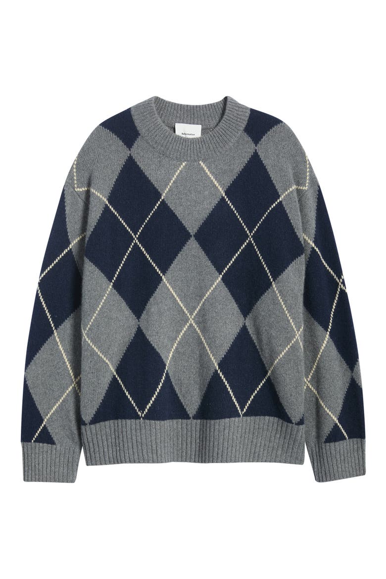 Cove Oversize Recycled Cashmere & Wool Sweater, Main, color, THUNDER MULTI ARGYLE