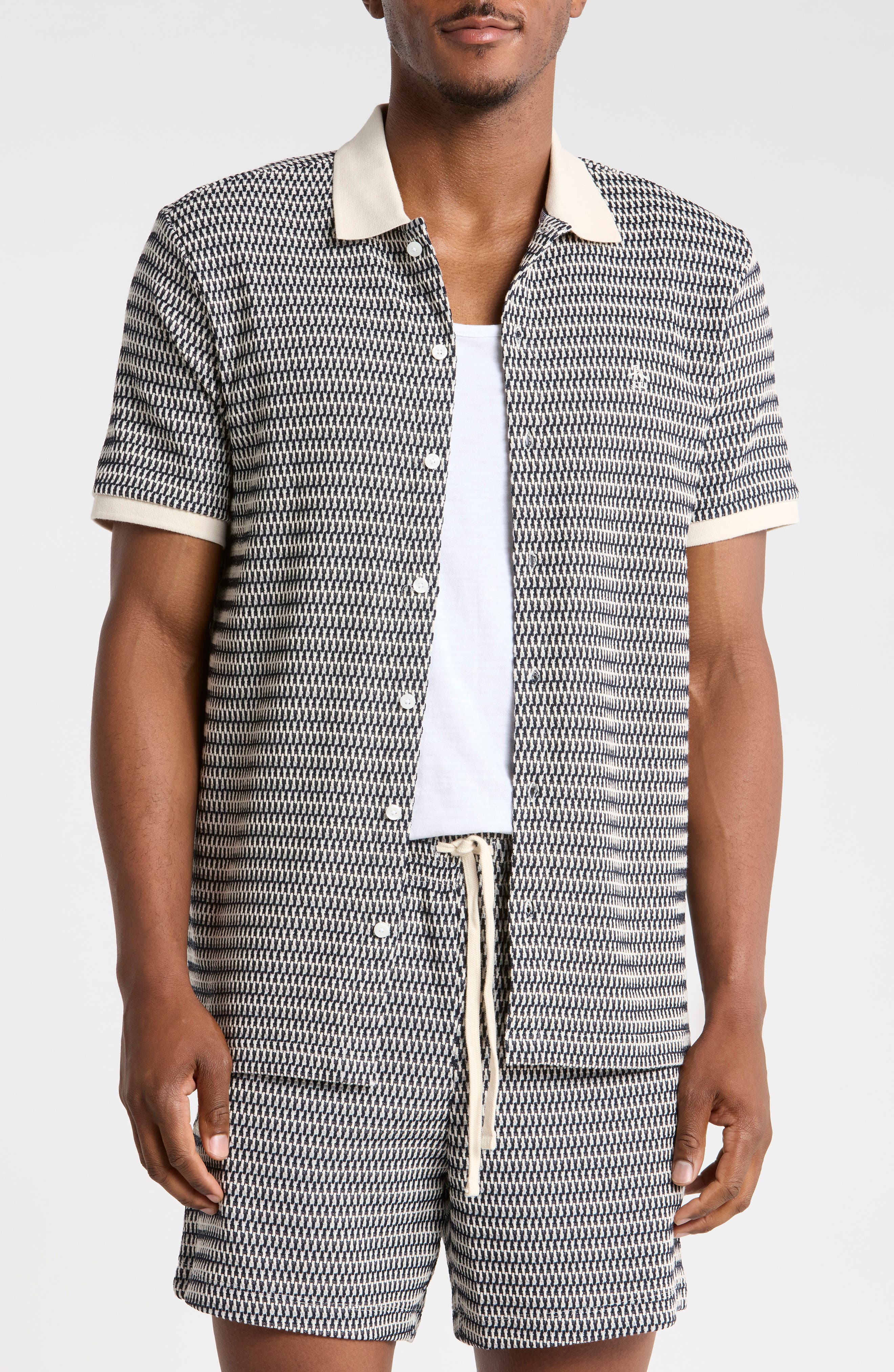 Crochet Stitch Button Front Polo