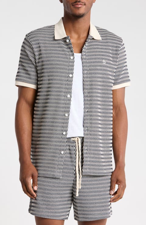 Crochet Stitch Button Front Polo