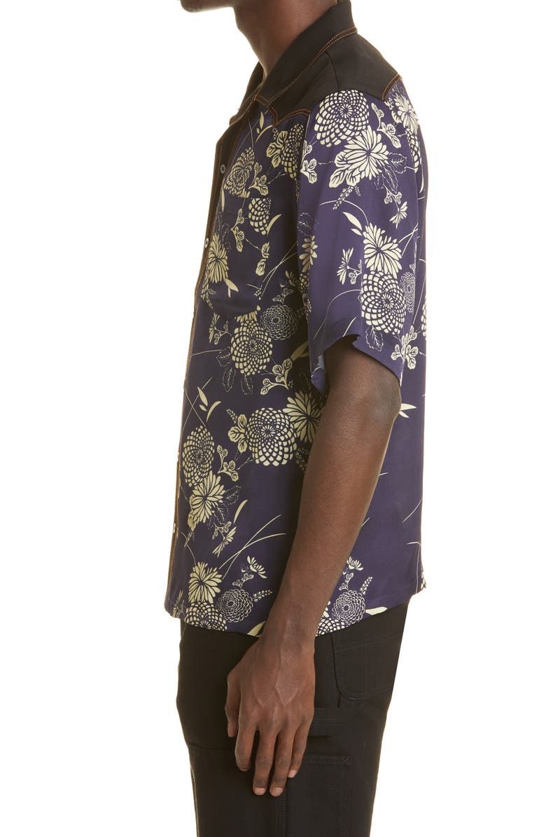 Wales Bonner Highlife Short Sleeve Button-Up Bowling Shirt, Alternate, color,