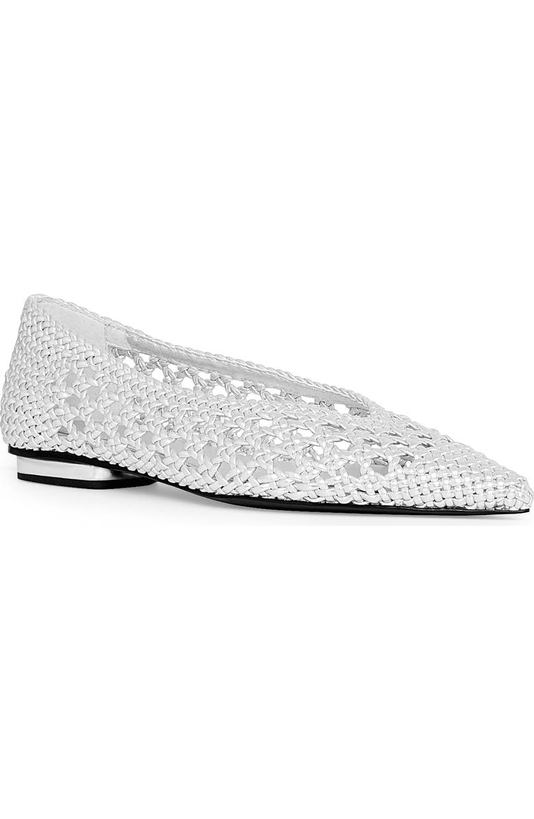 Rebecca Minkoff Bellerina Pointed Cap Toe Flat, Main, color, Silver