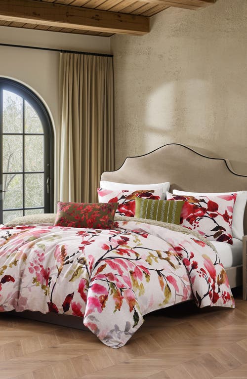 Bebejan 5-piece Leaves On Linen Reversible Comforter Set In Pink
