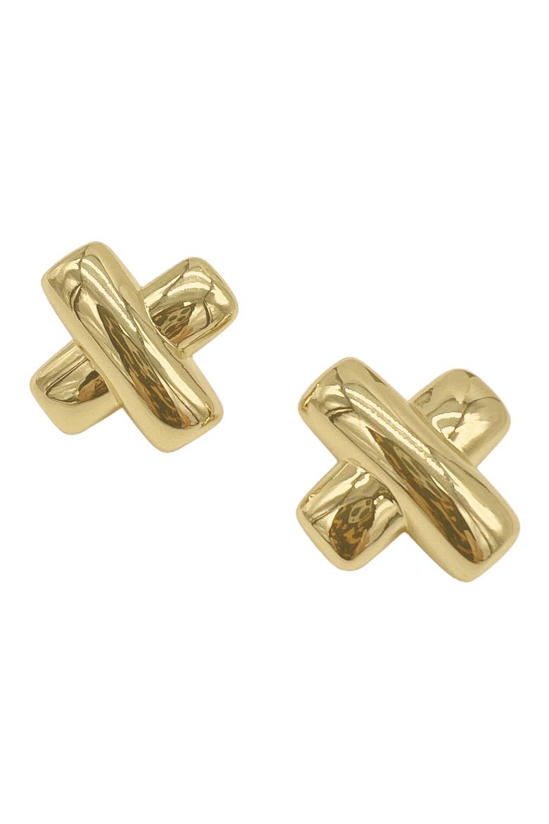 'X' Stud Earrings, Main, color, YELLOW