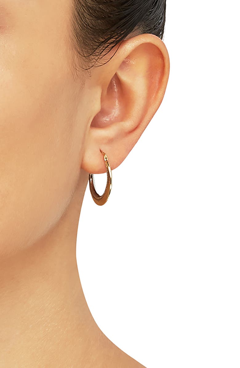 Frankie & Zoe Two-Tone Bead Textured Hoop Earrings, Alternate, color, Yellow Gold