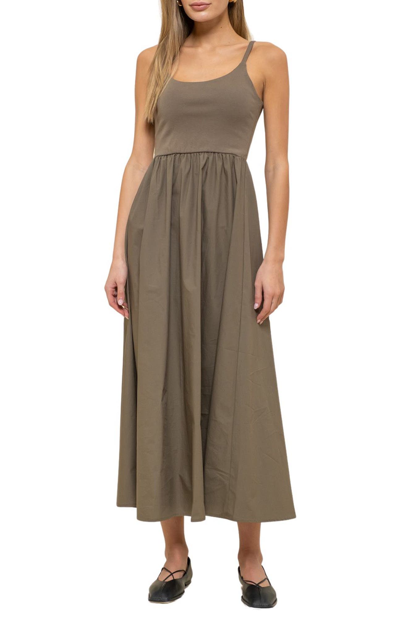 Blu Pepper Mixed Media Midi Dress