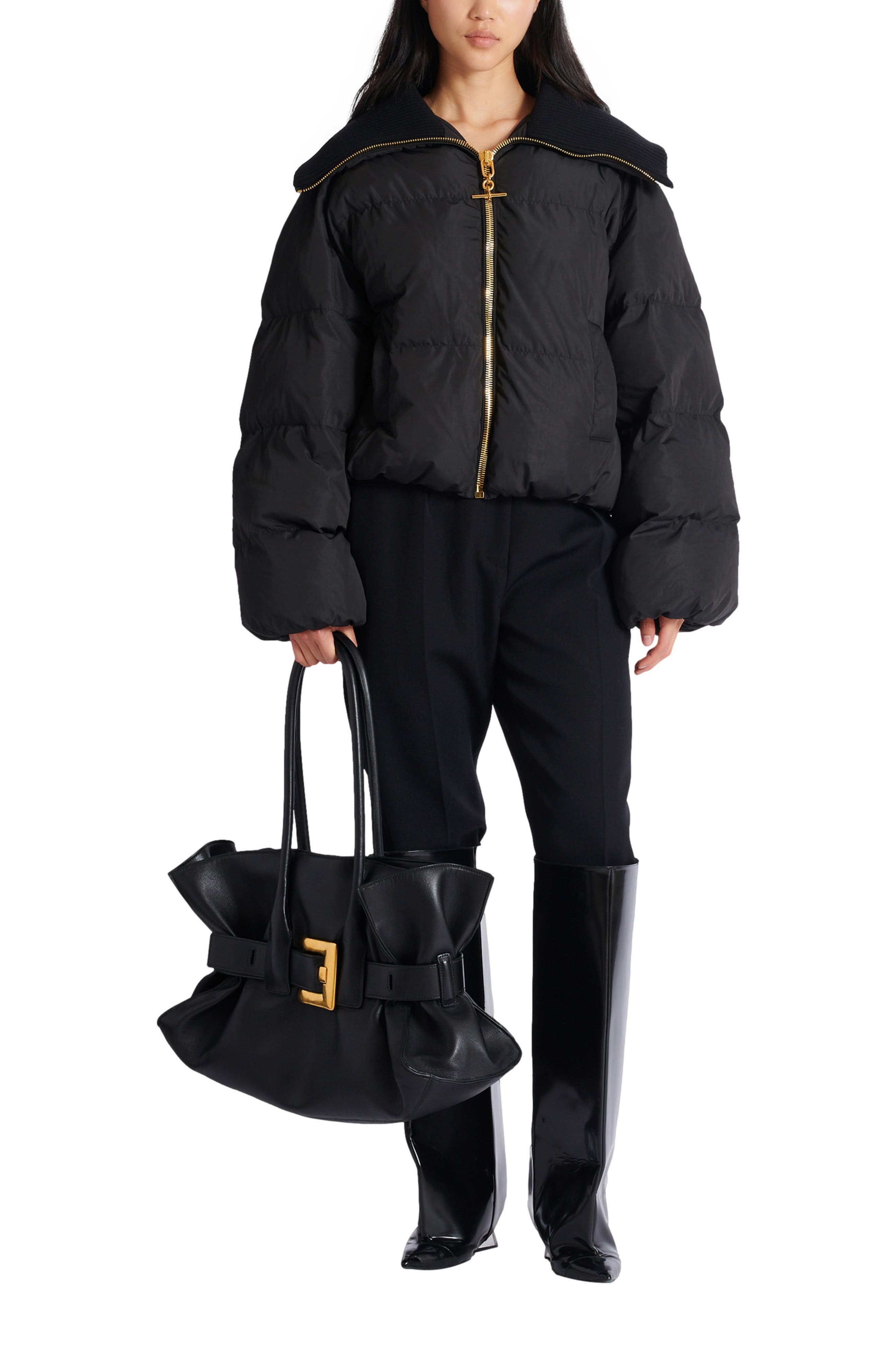 Balmain Large calfskin Anthem bag, Alternate, color, Black