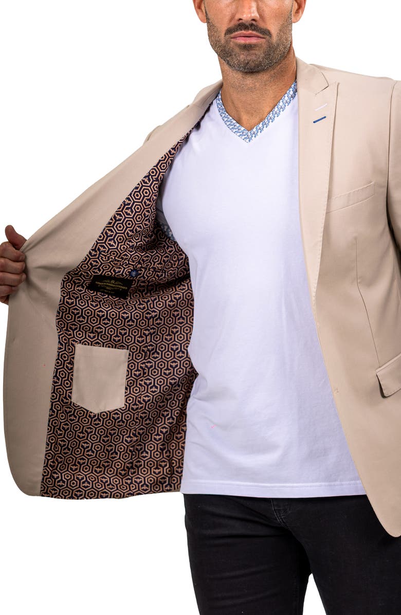 Maceoo Descartes Marthyr0004 Brown Stretch Peak Lapel Blazer, Alternate, color, Brown