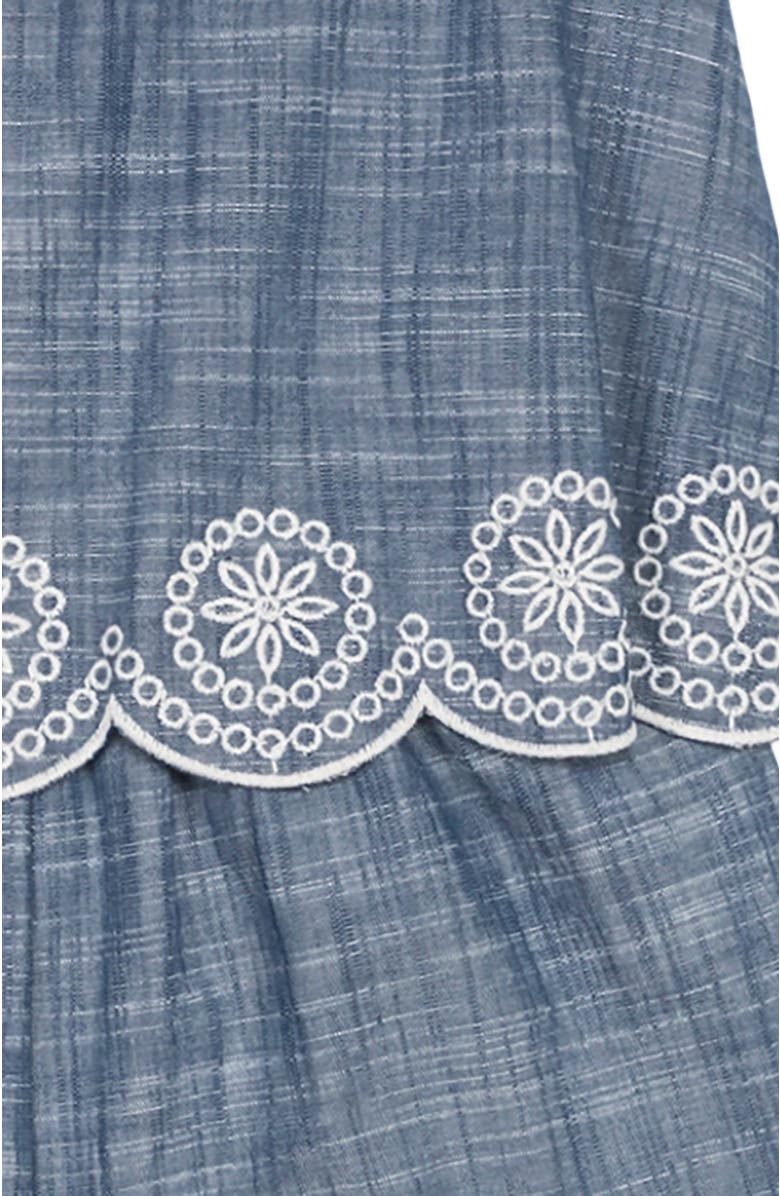 Hope & Henry Girls' Organic Faux Tank Scallop Edge Chambray Romper, Infant, Alternate, color, 