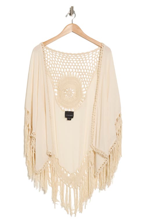 Shop Forgotten Grace Open Knit Fringe Trim Ruana In Natural