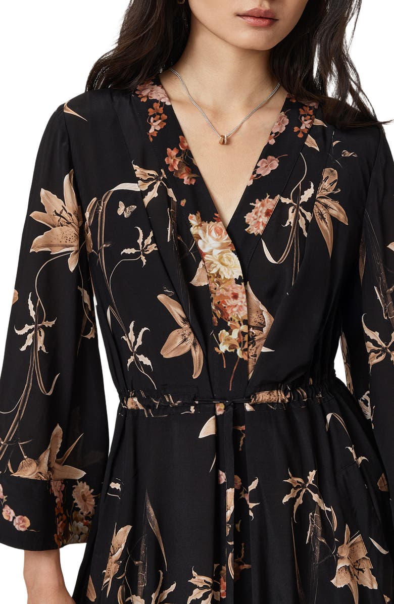 AllSaints Diana Floral Wrap Maxi Dress, Alternate, color, Petra Sepia Brown