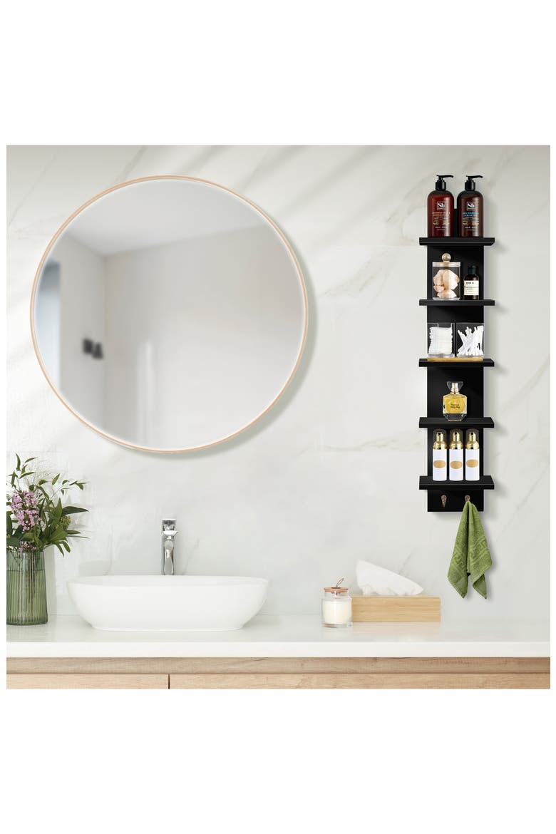 Set of 2 5-Tier Wall Mount Shelves, Alternate, color, BLACK