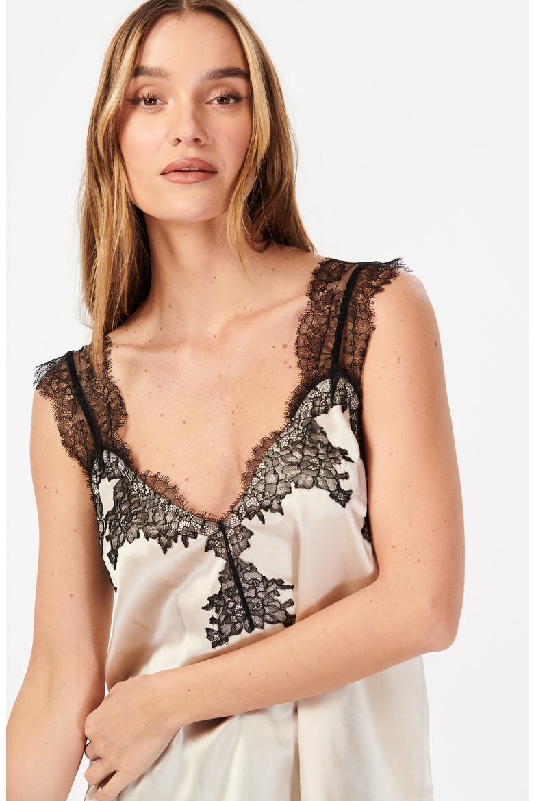 Lauren Lace Trim Silk Charmeuse Camisole, Alternate, color, OAT