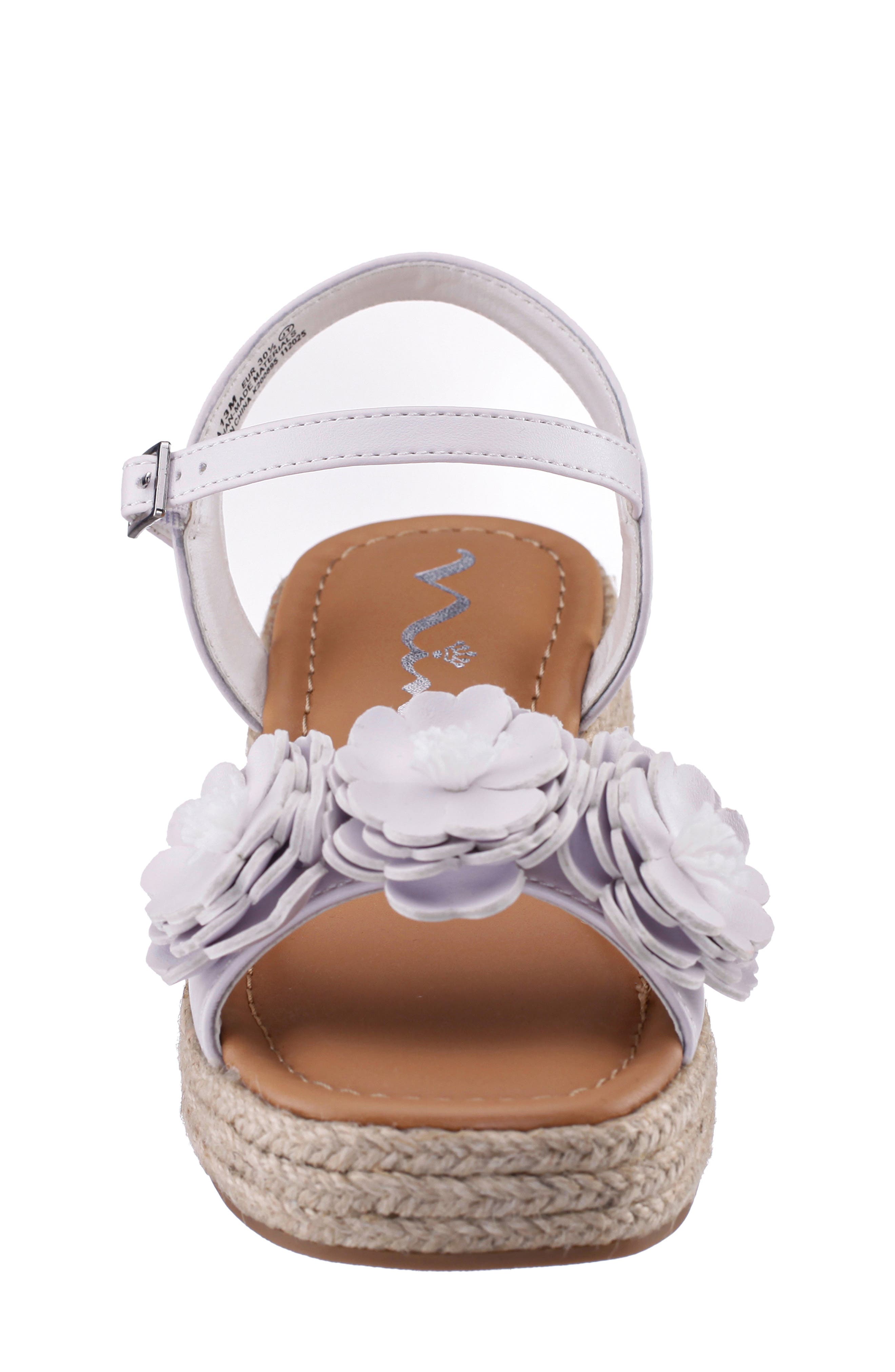 Nina Kids' Mercy Ankle Strap Espadrille Platform Wedge Sandal, Alternate, color, White Pearlized