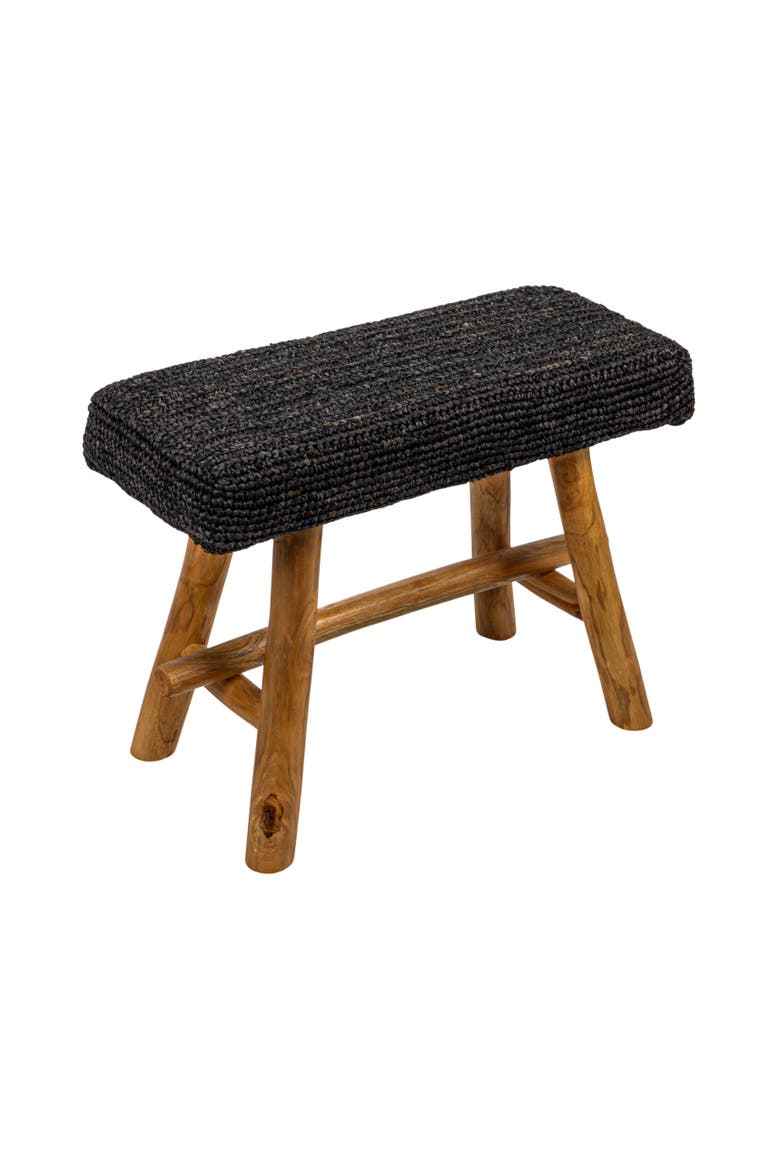 Handwoven Rectangular Stool, Main, color, Black