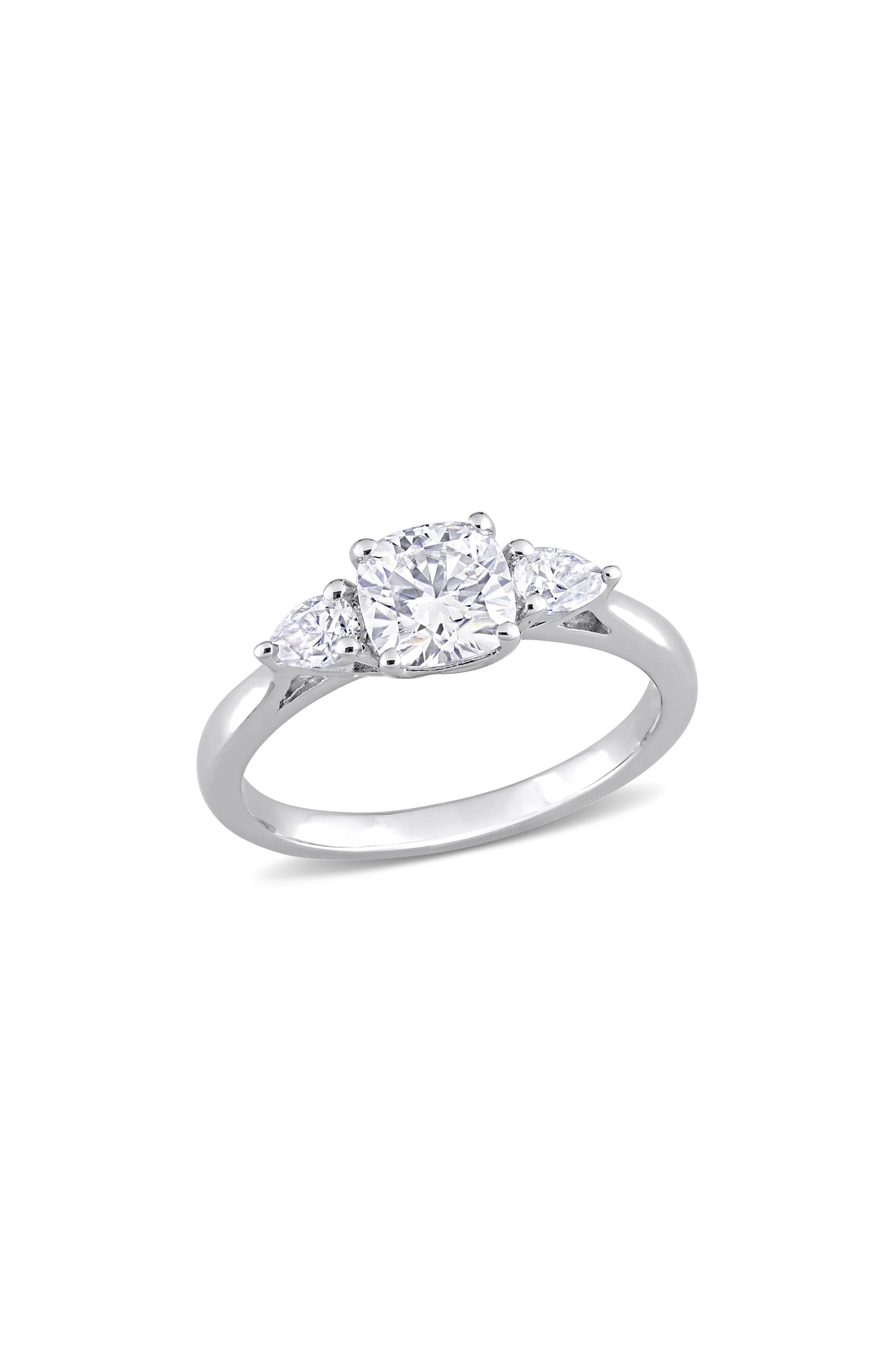 DELMAR Cushion Cut & Pear Cut Moissanite Ring