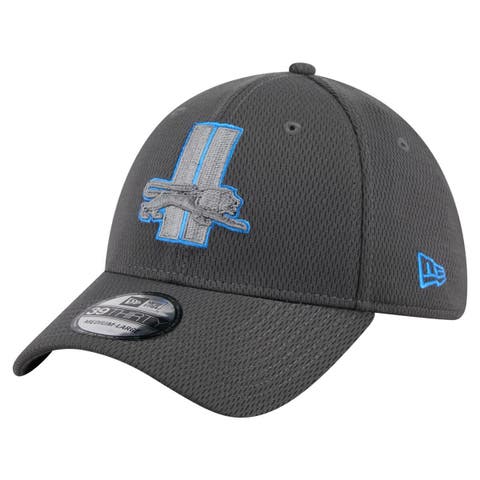 Men's New Era Graphite Detroit Lions Throwback Logo Main 39THIRTY Flex Hat