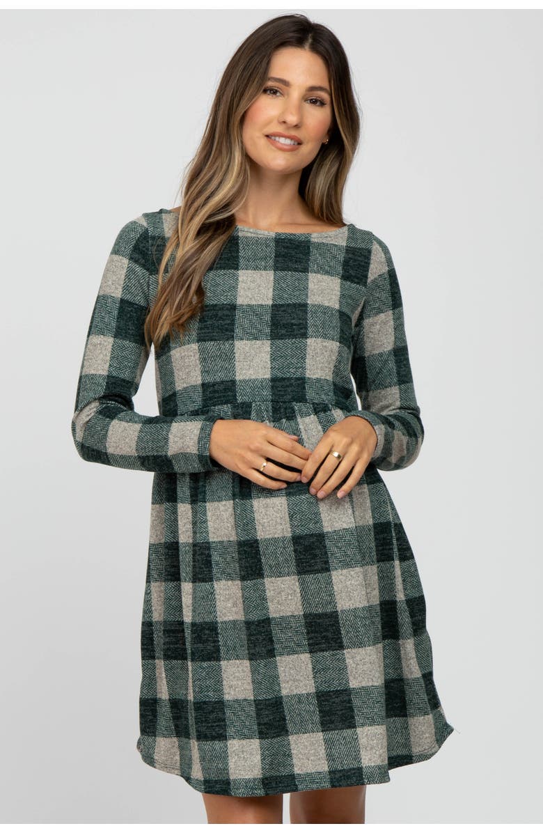 PinkBlush Plaid Knit Dress, Main, color, Green