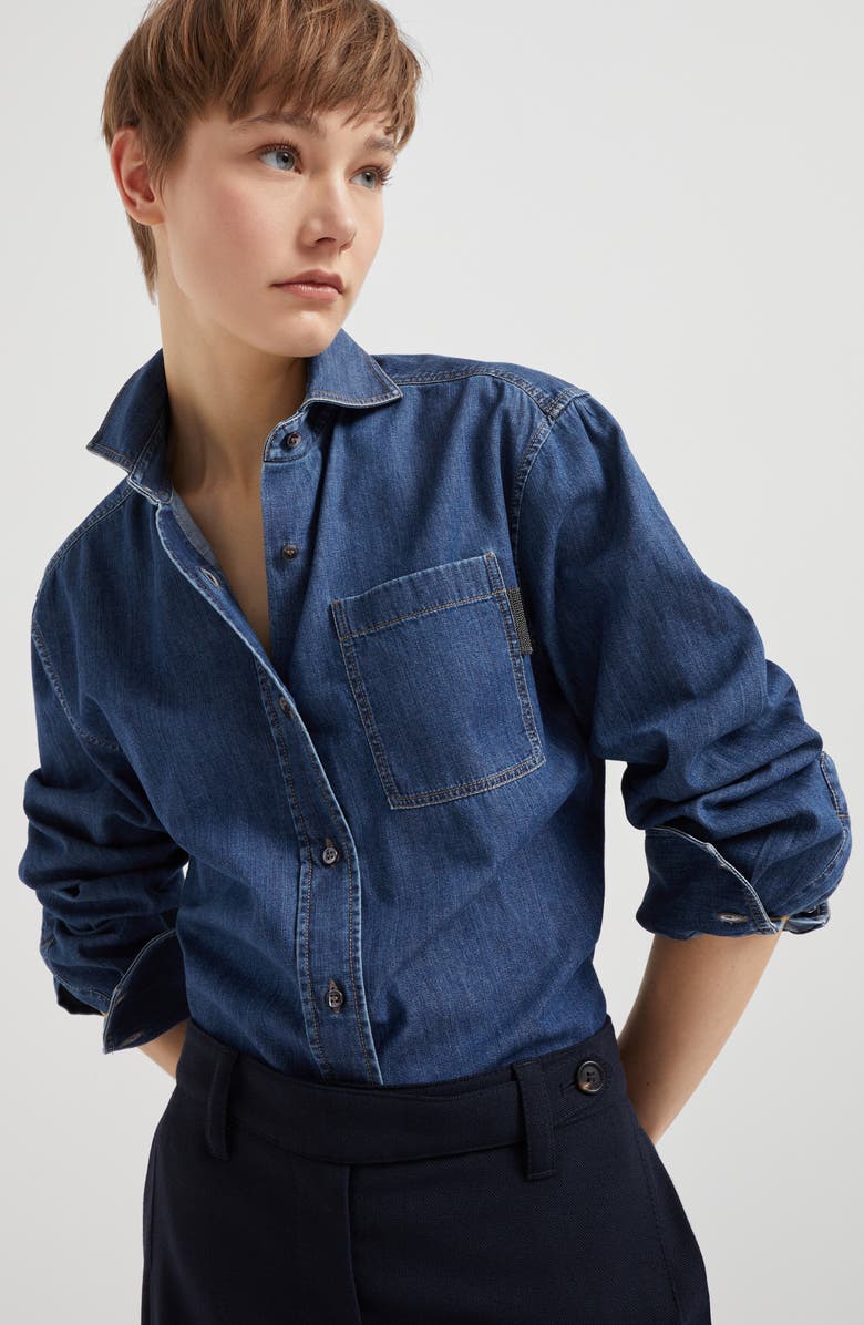 Brunello Cucinelli Lightweight denim shirt, Alternate, color, 