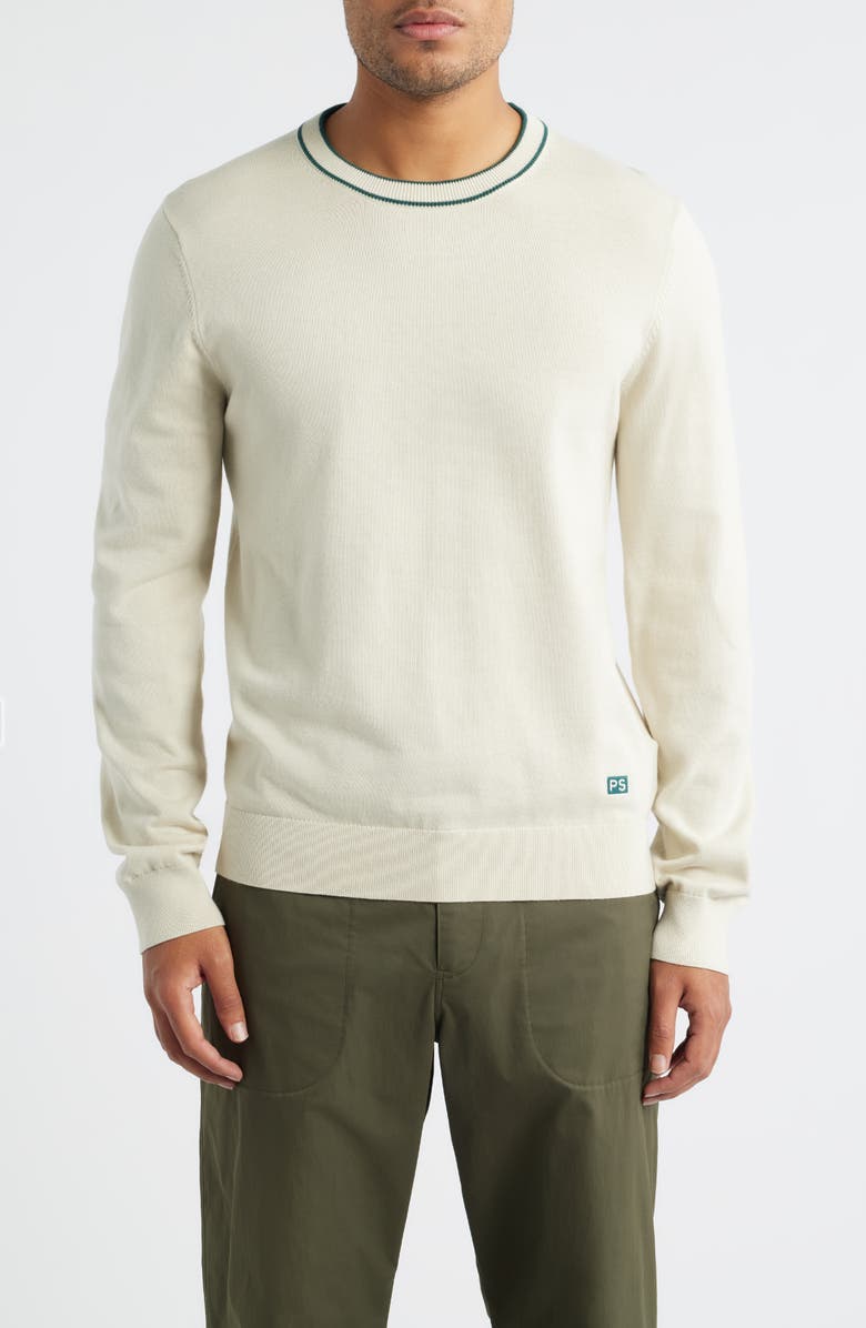 PS Paul Smith Organic Cotton Crewneck Sweater, Main, color, Parchment