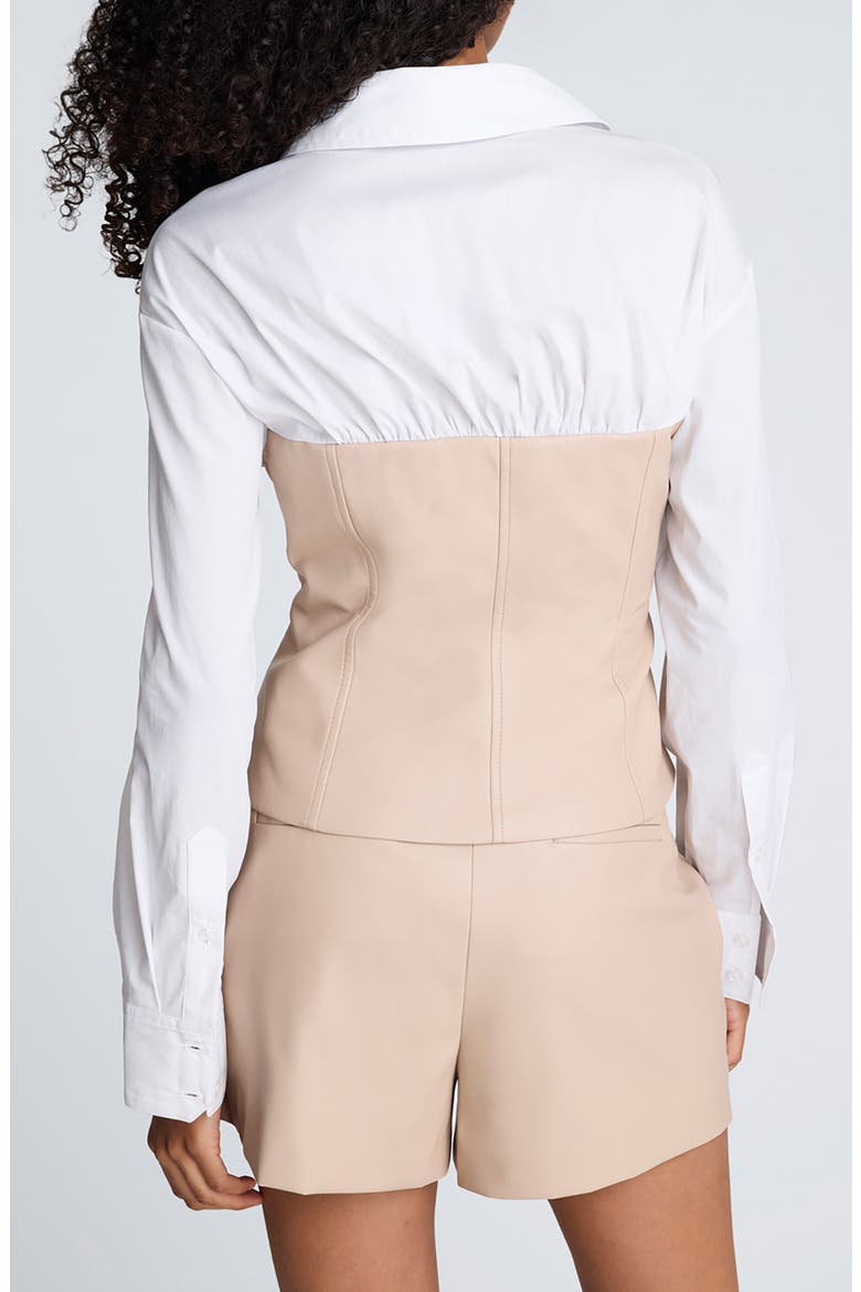 Leather Bustier Shirt, Alternate, color, PURE WHT/CANYON SAND