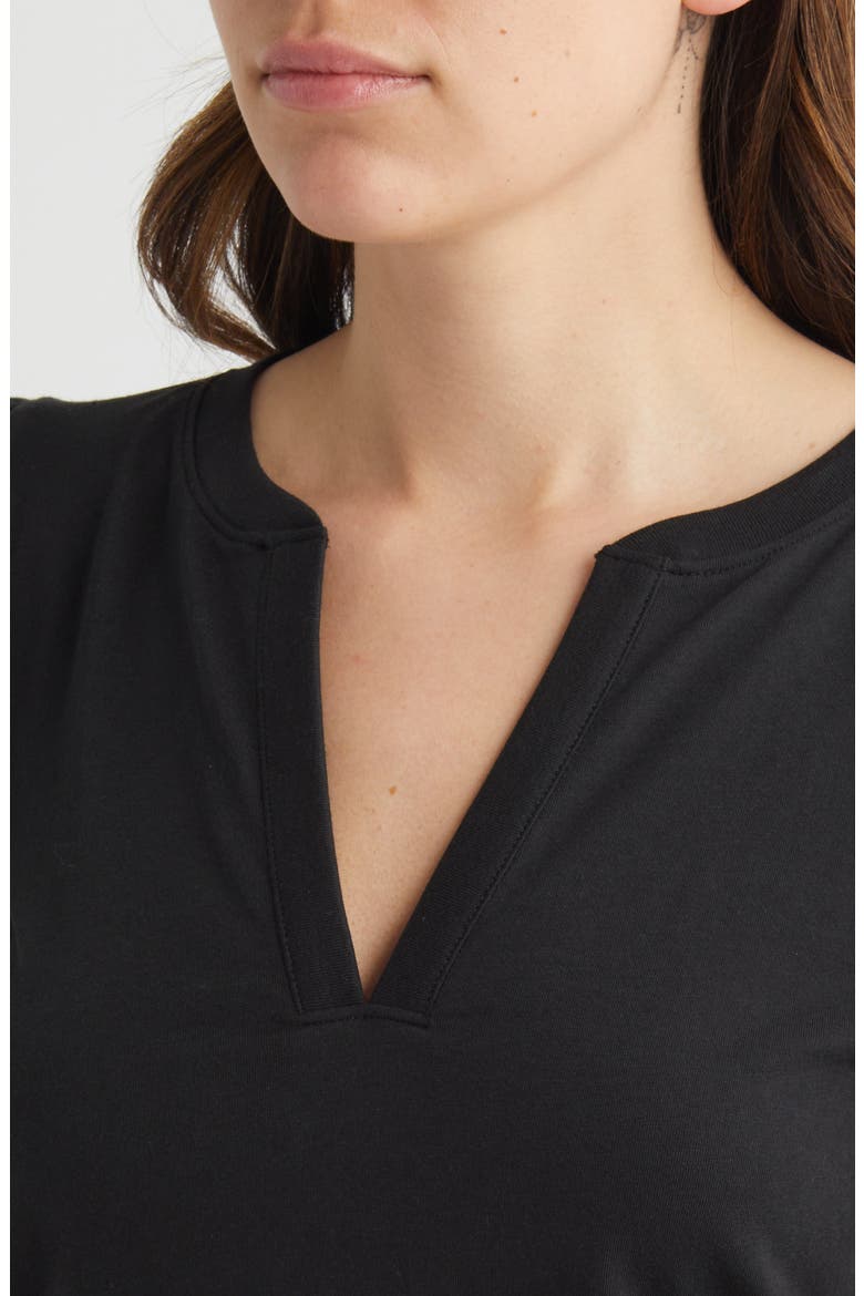 Flora Long Sleeve Cotton Peasant T-Shirt, Alternate, color, JET BLACK