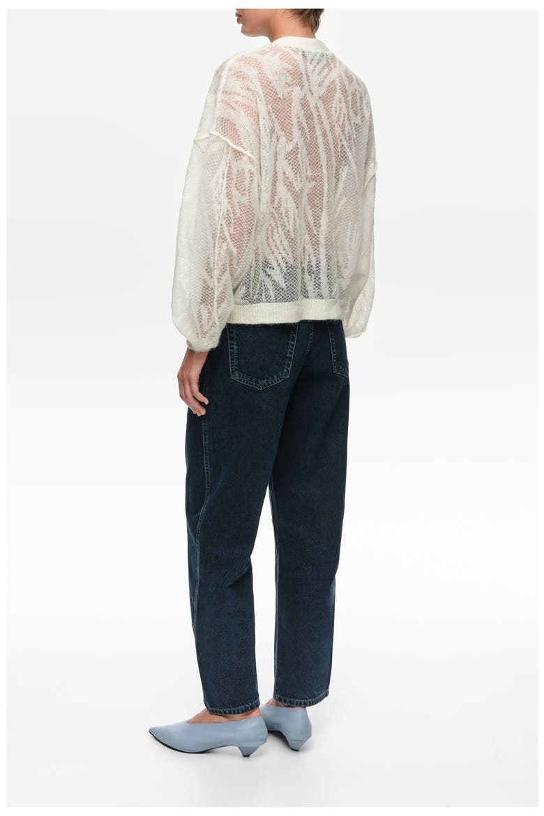 Mohair Openwork Cardigan, Alternate, color, IVORY