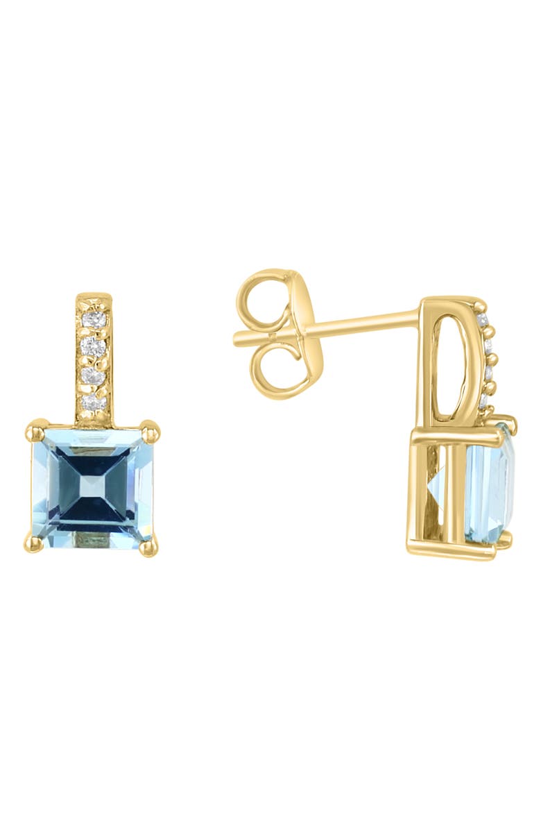 EFFY 14K Yellow Gold Diamond & Aquamarine Drop Earrings, Main, color,