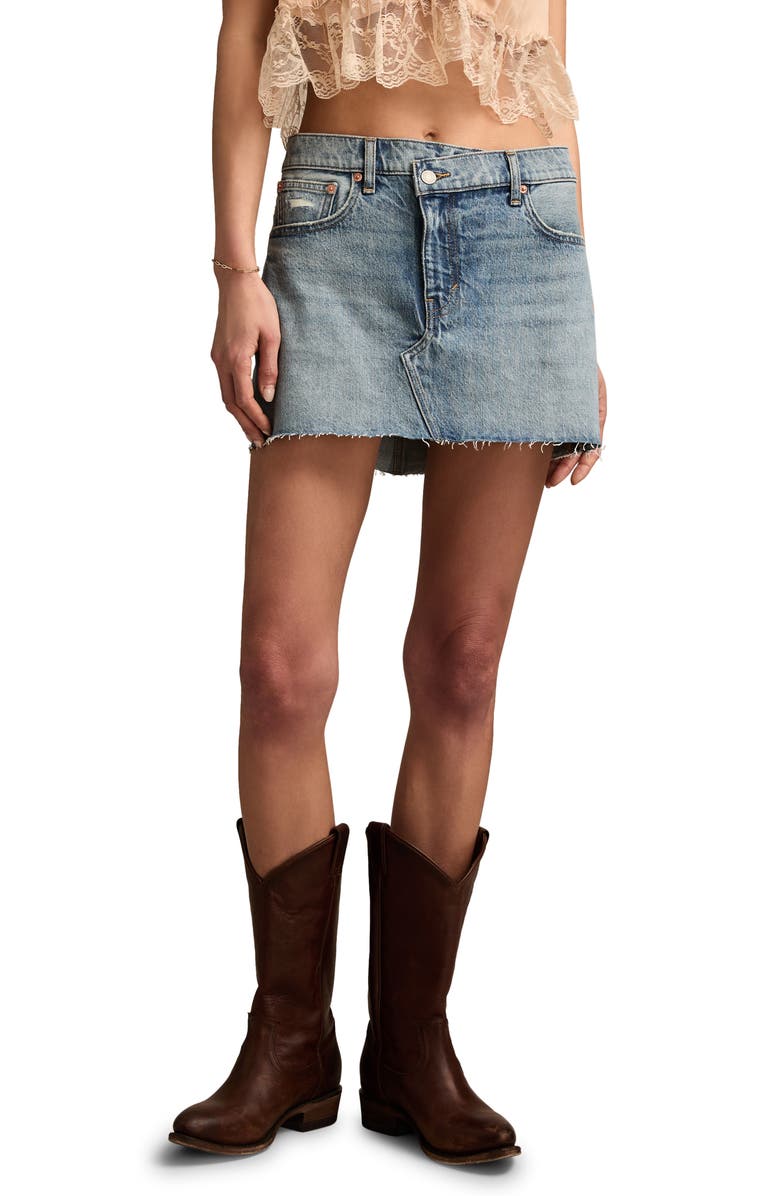 Lucky Brand Crossover Denim Miniskirt, Main, color, 