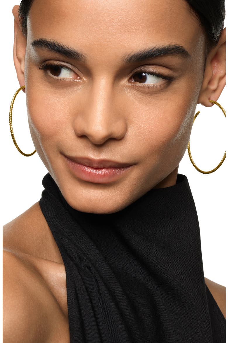 Cable Hoop Earrings in 18K Yellow Gold, 42.3mm, Alternate, color, YELLOW GOLD