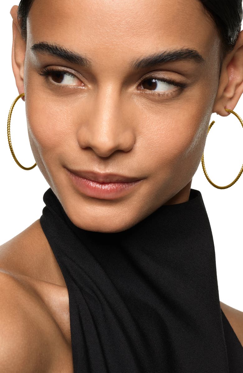 David Yurman Cable Hoop Earrings in 18K Yellow Gold, 42.3mm, Alternate, color, Yellow Gold