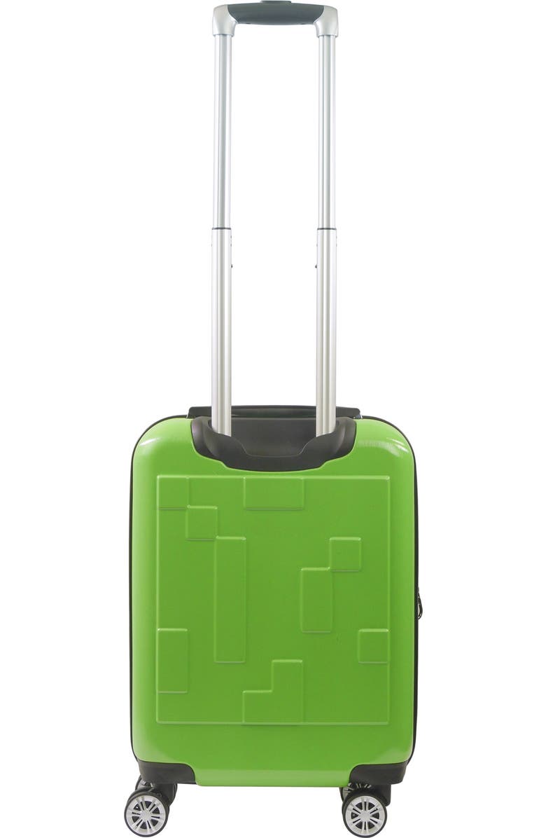 Ful Minecraft Creeper Big face 21.5" Expandable Carry-On Spinner Luggage, Alternate, color, Green