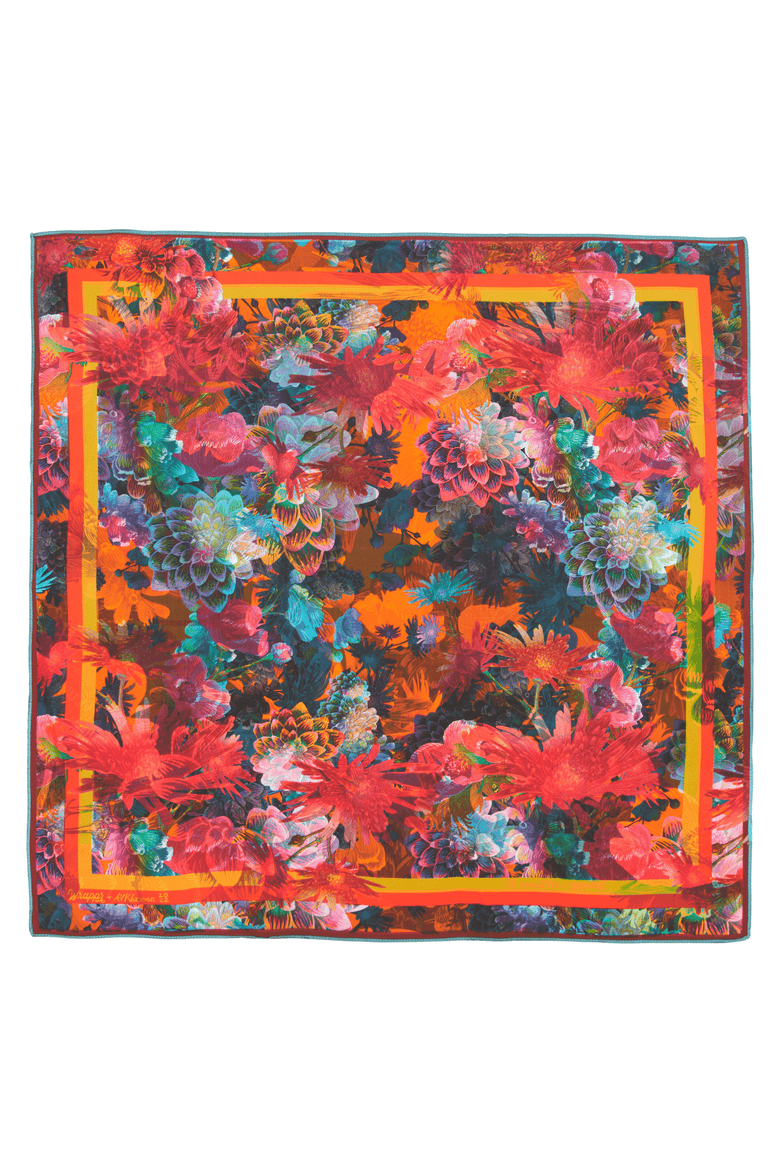 Daisy | 28" Mulberry Silk Furoshiki Gift Wrap by Adam Klassen, Alternate, color, Red