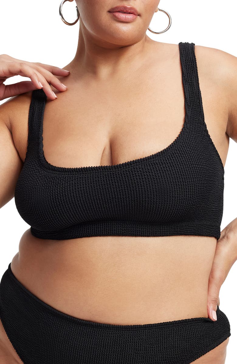 Good American Always Fits Scoop Bikini Top, Alternate, color, Black002